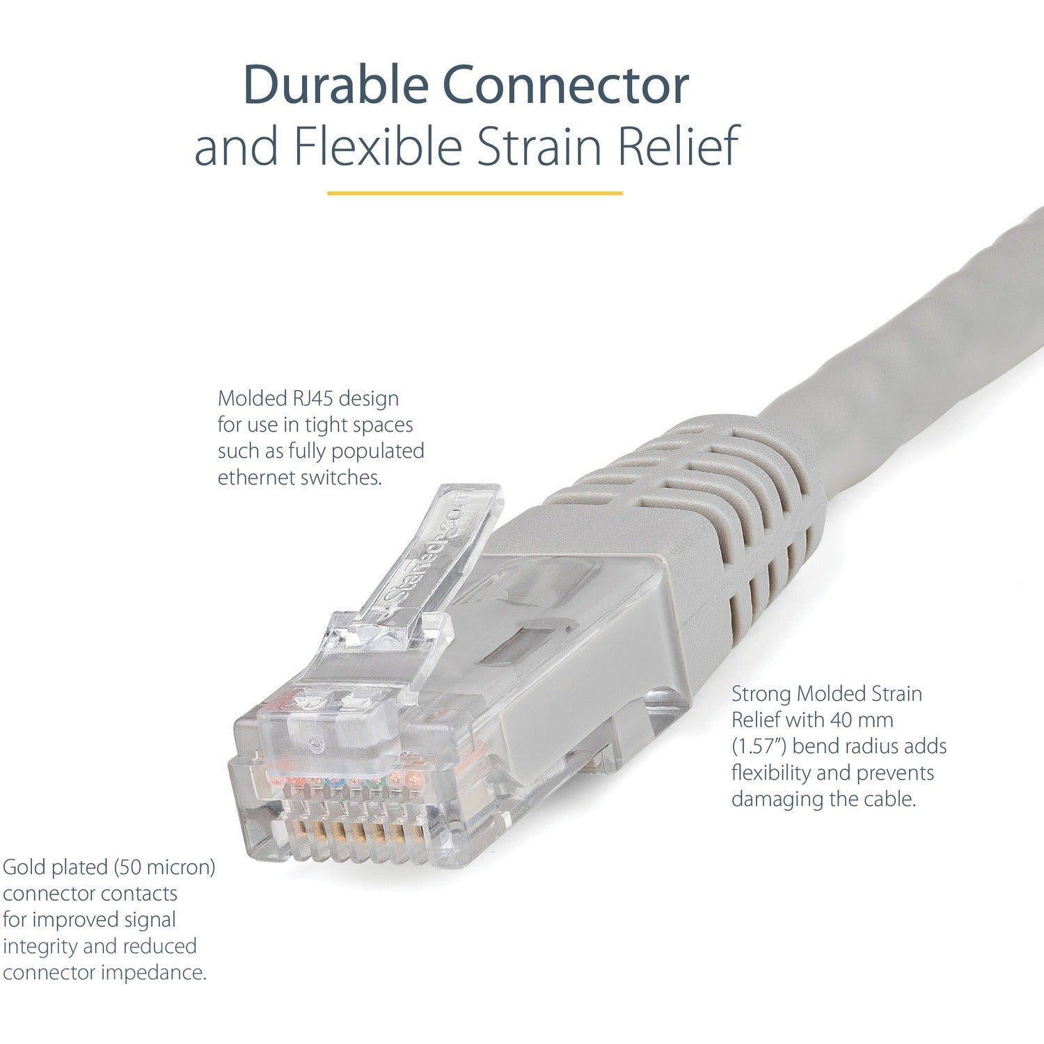 StarTech 10ft Cat6 Ethernet Cable Gray Cat 6 Poe (C6PATCH10GR)