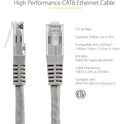 StarTech 25ft Cat6 Ethernet Cable Gray Cat 6 Poe (C6PATCH25GR)
