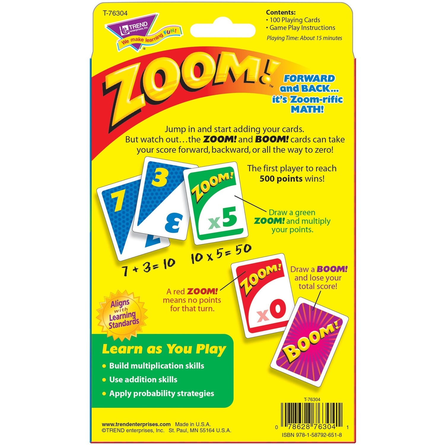 TREND Zoom Math Card Game, Ages 9 and Up, 100 Cards/Set (T76304)