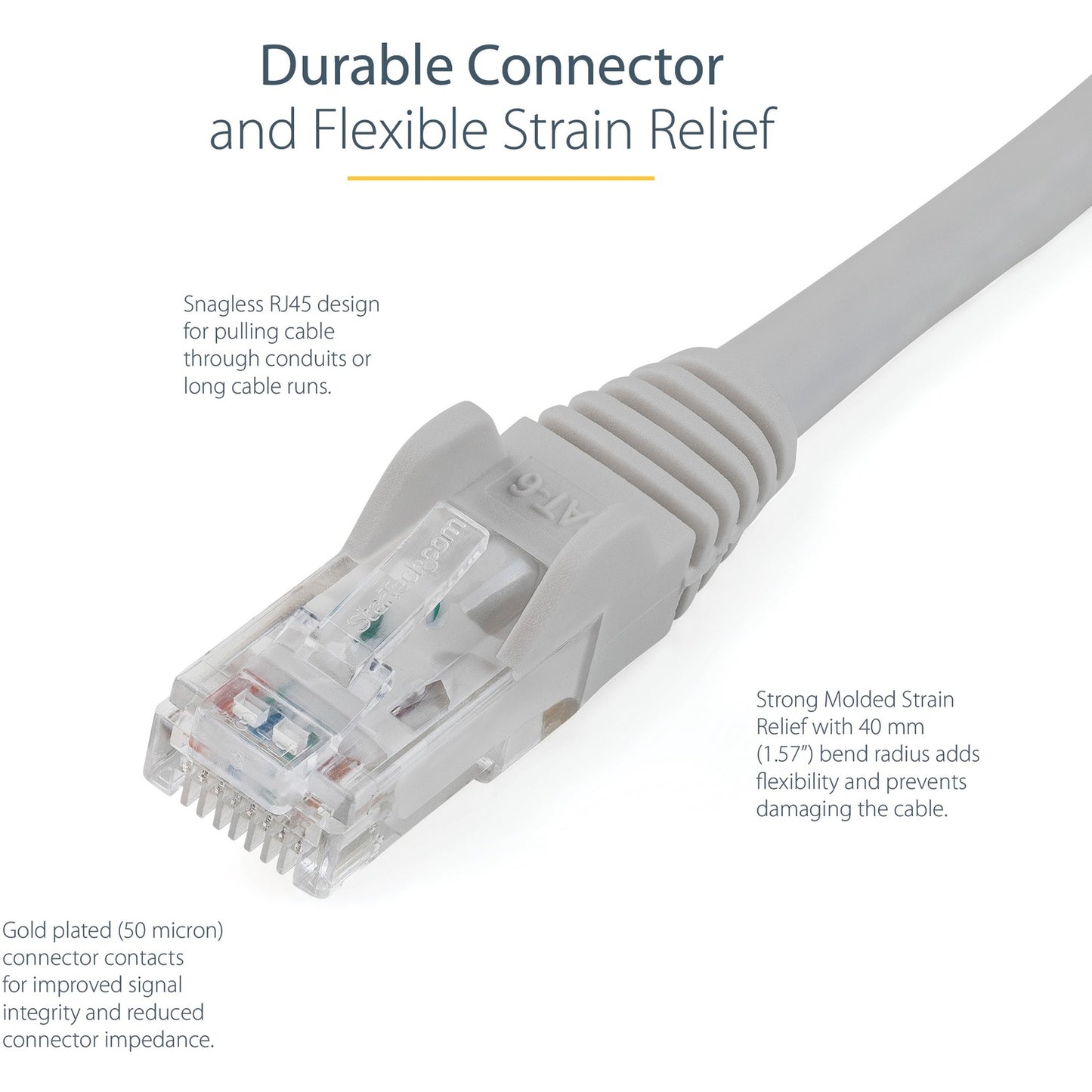 StarTech 15ft Cat6 Ethernet Cable Gray 100w Poe (N6PATCH15GR)