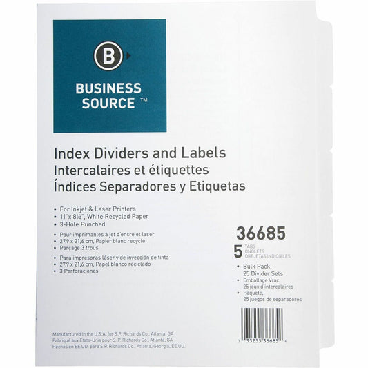 Business Source Punched Laser Index Dividers (36685)
