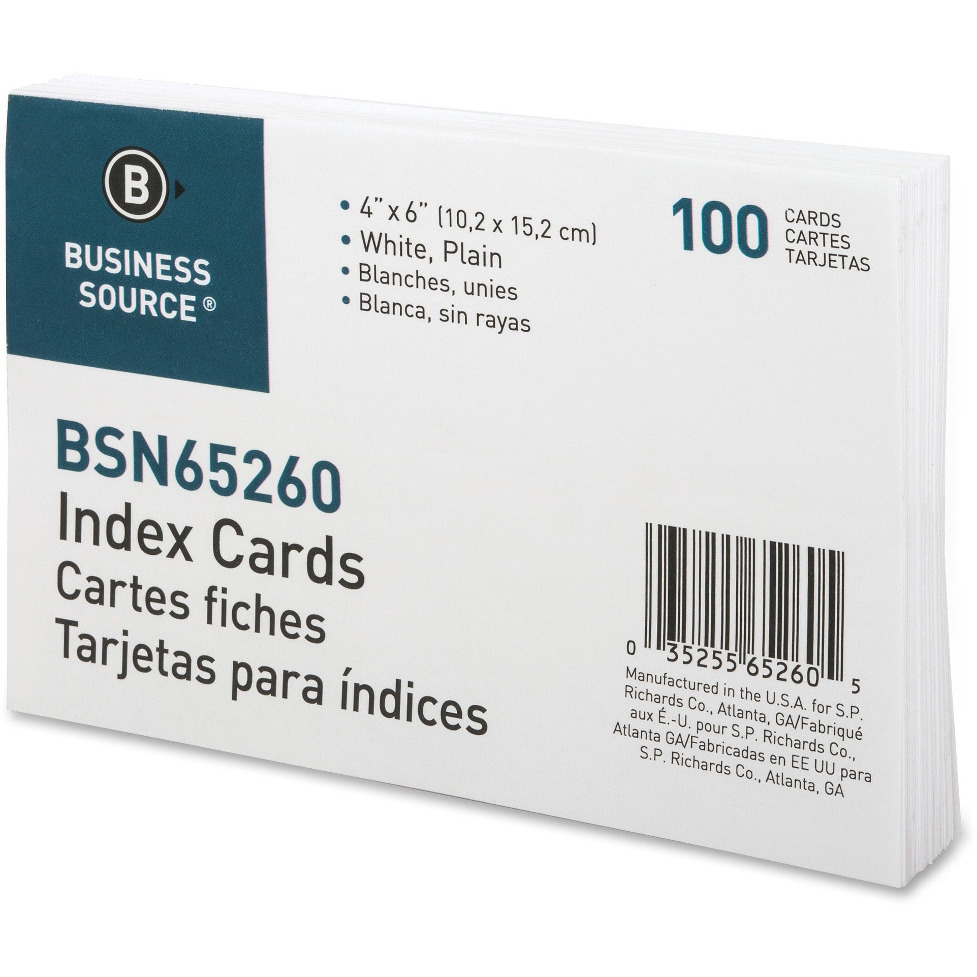 Business Source Plain Index Cards (65260)