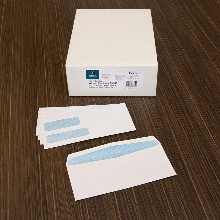 Business Source No. 9 Double Window Invoice Envelopes (36680)