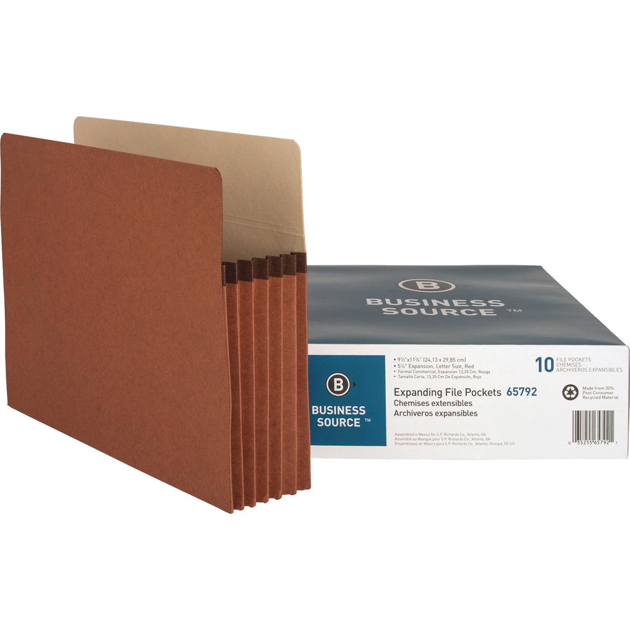 Business Source Straight Tab Cut Letter Recycled File Pocket (65792)
