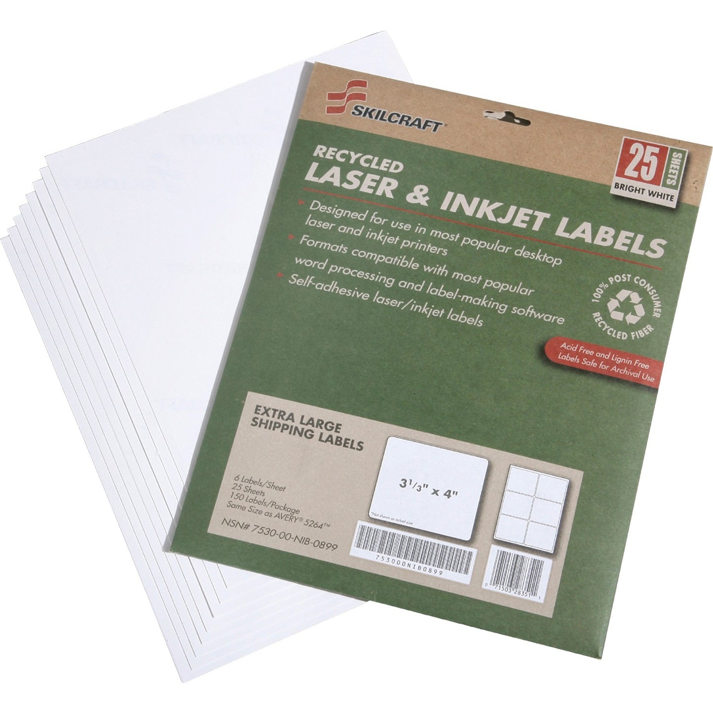 SKILCRAFT 7530-01-578-9295 Extra Large Shipping Label