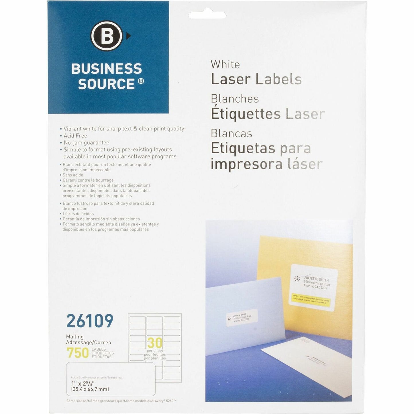 Business Source Bright White Premium-quality Address Labels (26109)