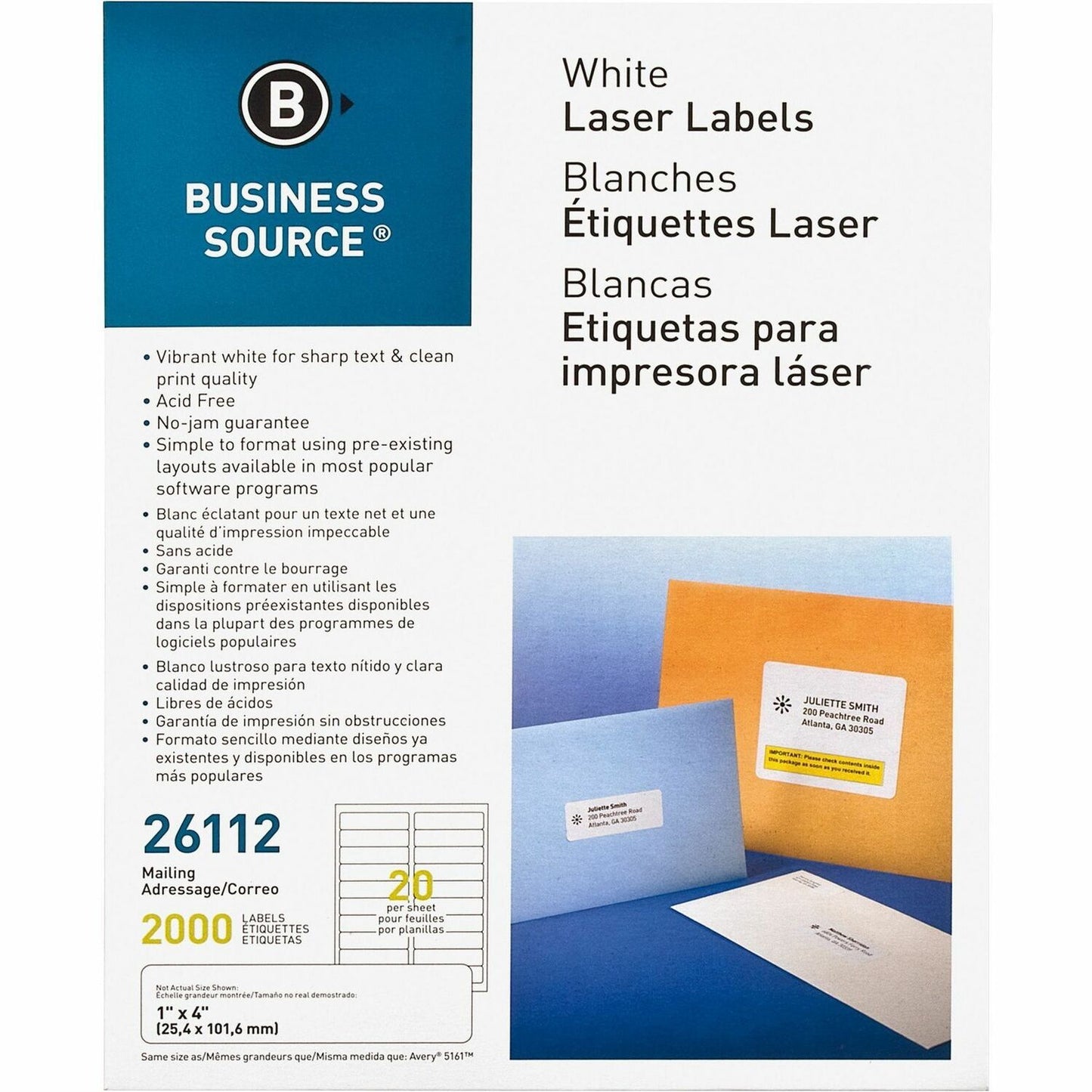 Business Source Bright White Premium-quality Address Labels (26112)