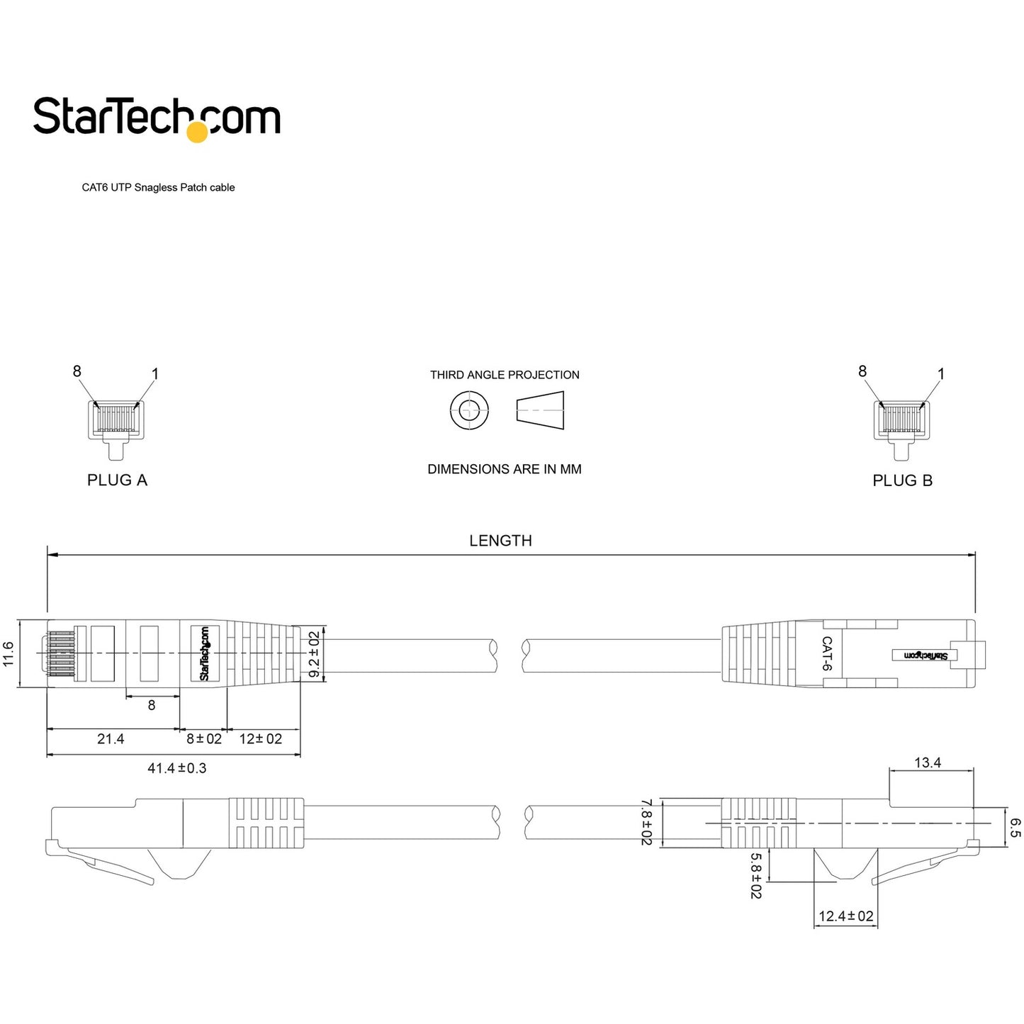 StarTech 100ft Cat6 Ethernet Cable Black 100w Poe (N6PATCH100BK)