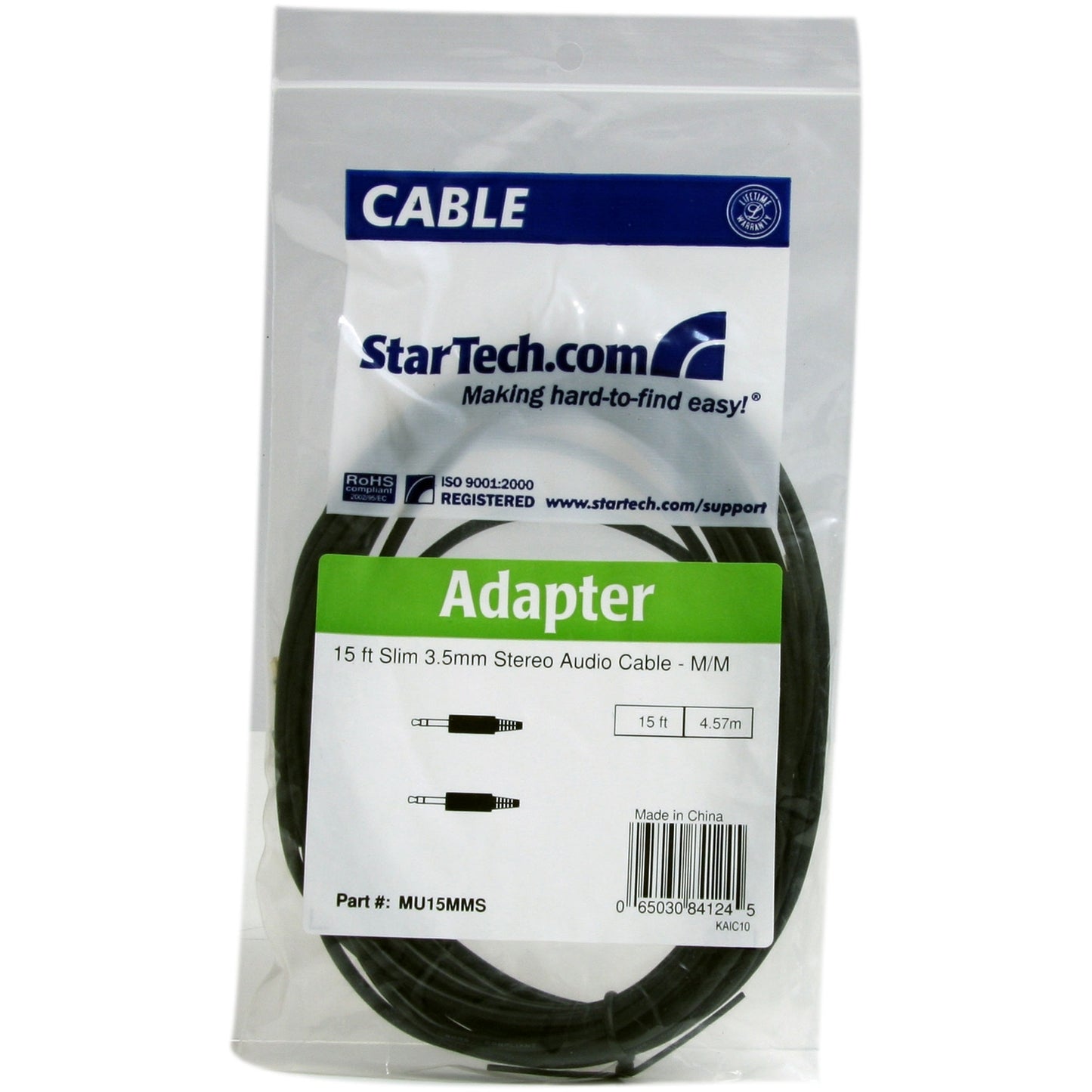 StarTech 15 Ft Slim 3.5mm Stereo Audio Cable Mm (MU15MMS)