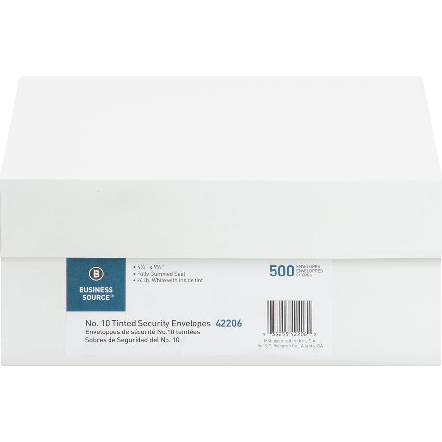 Business Source No.10 Regular Tint Security Envelopes (42206)