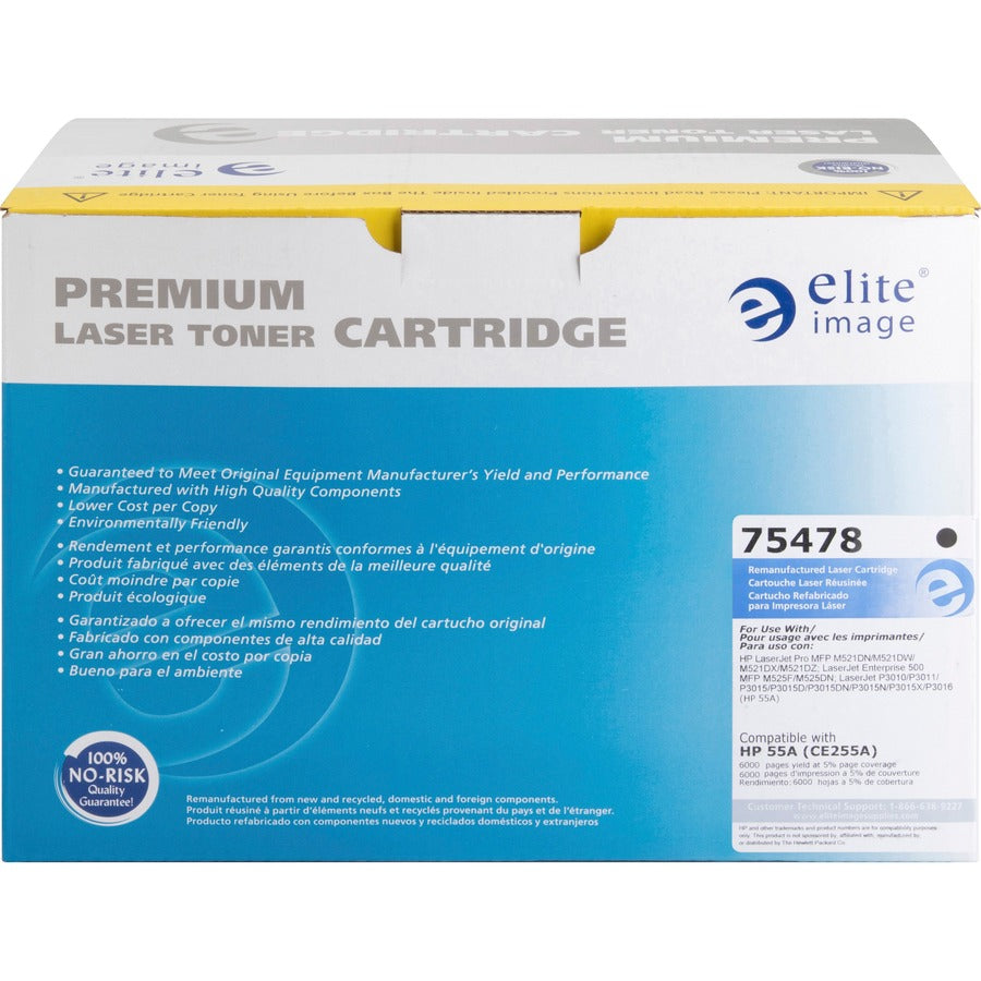 Elite Image Remanufactured Laser Toner Cartridge - Alternative for HP 55A (CE255A) - Black - 1 Each (75478)
