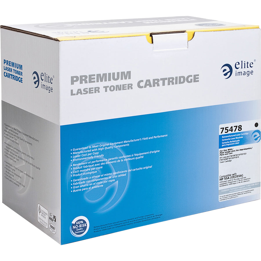 Elite Image Remanufactured Laser Toner Cartridge - Alternative for HP 55A (CE255A) - Black - 1 Each (75478)