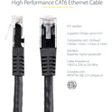 StarTech 25ft Cat6 Ethernet Cable Black Cat 6 Poe (C6PATCH25BK)