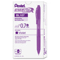 Pentel EnerGel-X Gel Pen, Retractable, Medium 0.7 mm, Violet Ink, Translucent Violet/Violet Barrel, Dozen (BL107V)