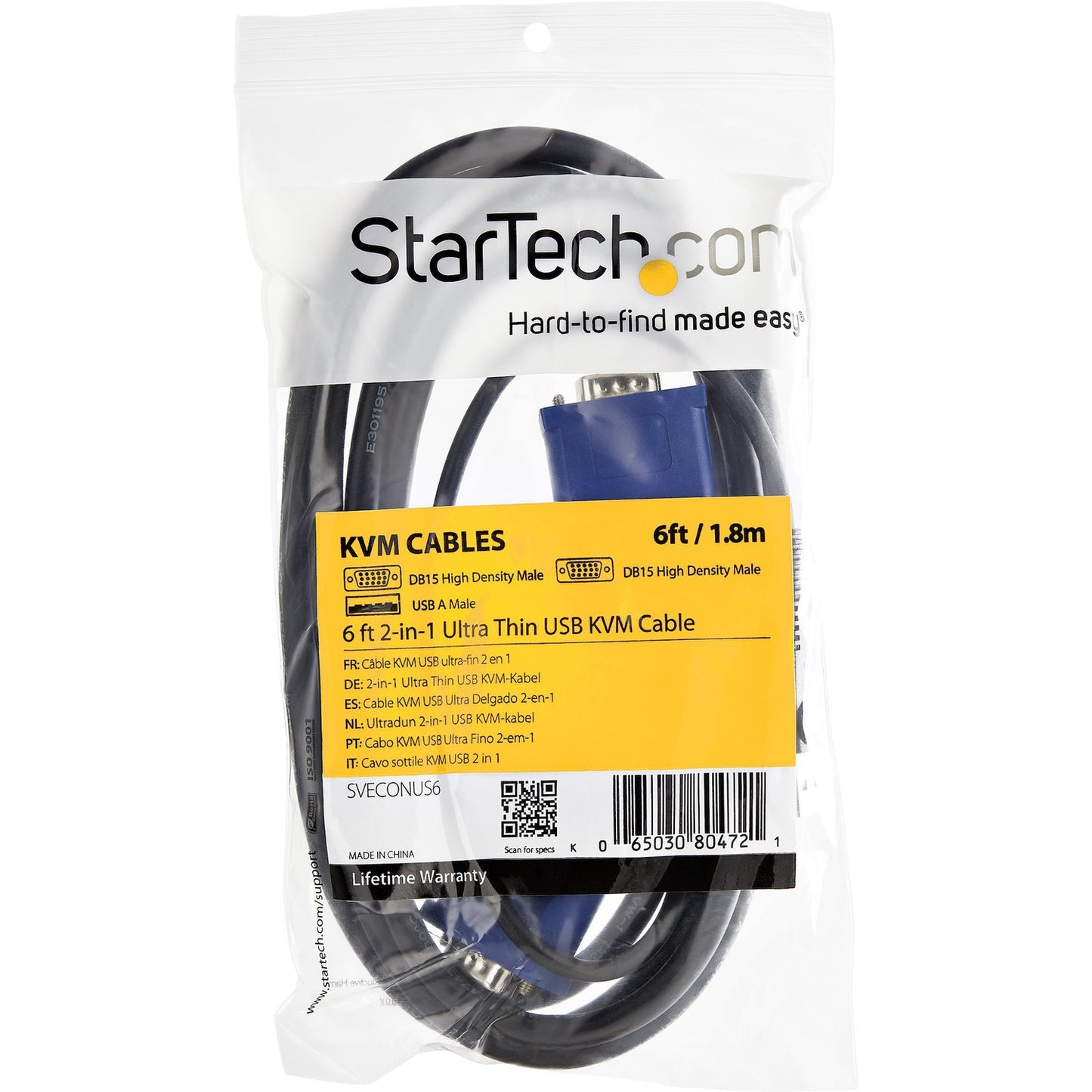 StarTech 10 Ft 2-in-1 Ultra Thin Usb Kvm Cable (SVECONUS10)