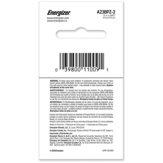 Energizer A23 Batteries, 2 Pack (A23BPZ2)