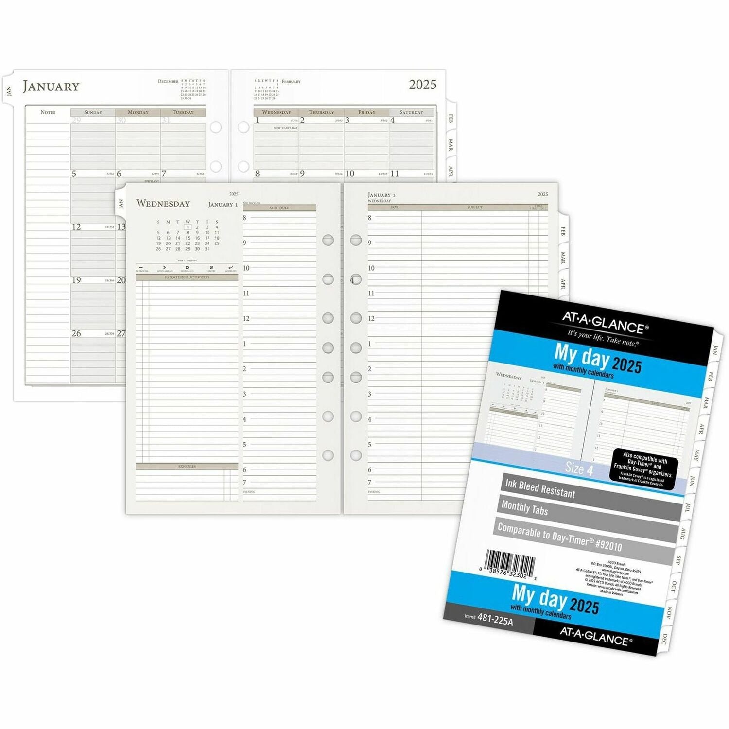 At-A-Glance Daily Monthly Planner Two Page Per Day Refill, Loose-Leaf, Desk Size (481225A)