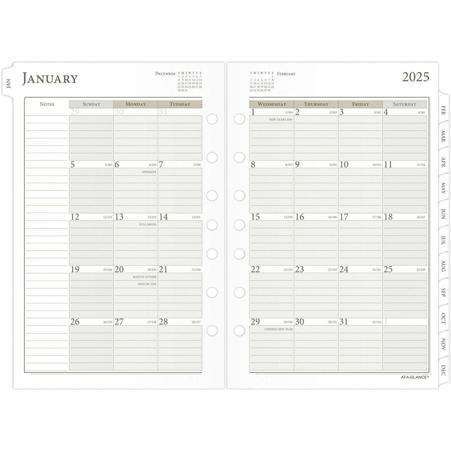 At-A-Glance Daily Monthly Planner Two Page Per Day Refill, Loose-Leaf, Desk Size (481225A)