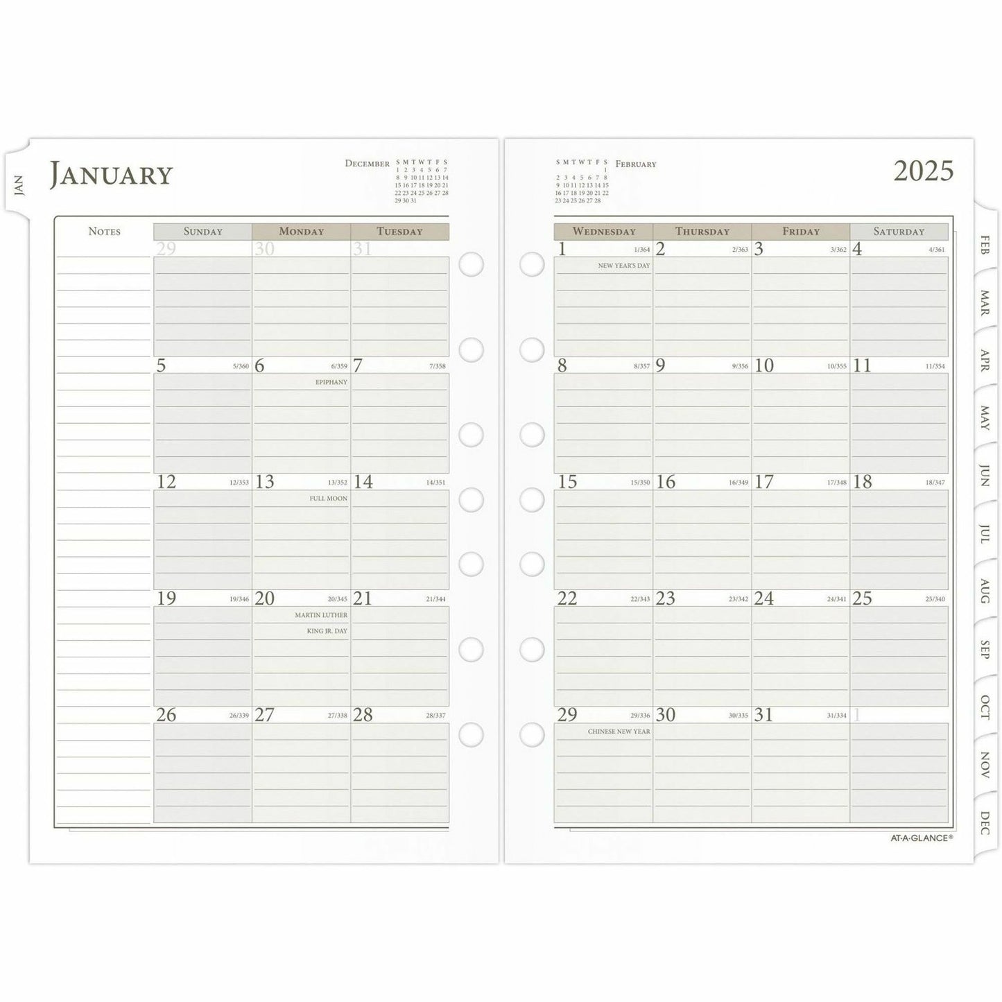 At-A-Glance Daily Monthly Planner Two Page Per Day Refill, Loose-Leaf, Desk Size (481225A)