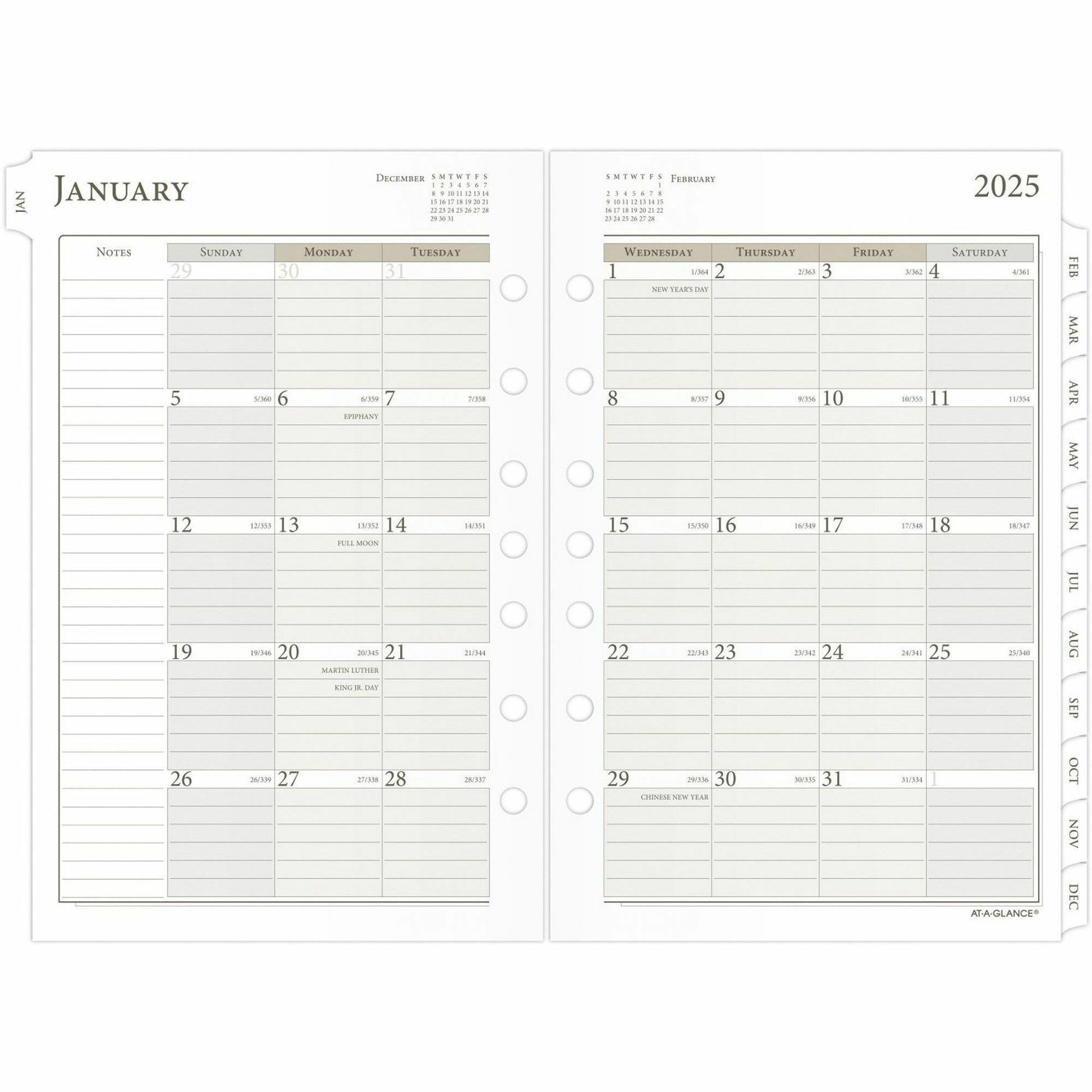 At-A-Glance Daily Monthly Planner Two Page Per Day Refill, Loose-Leaf, Desk Size (481225A)