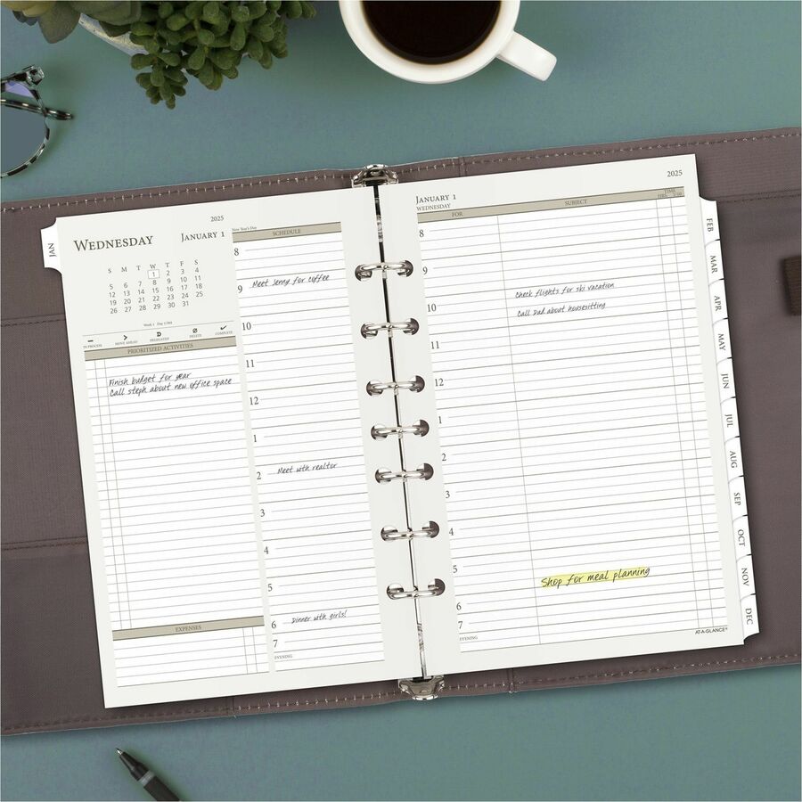 At-A-Glance Daily Monthly Planner Two Page Per Day Refill, Loose-Leaf, Desk Size (481225A)