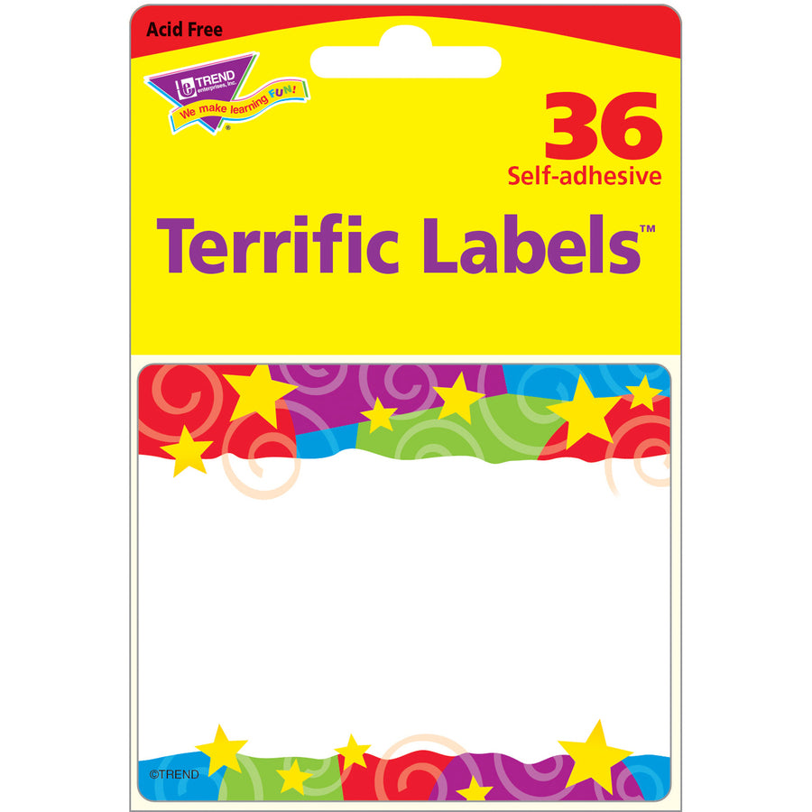 Trend Stars & Swirls Colorful Self-adhesive Name Tags (T68070)
