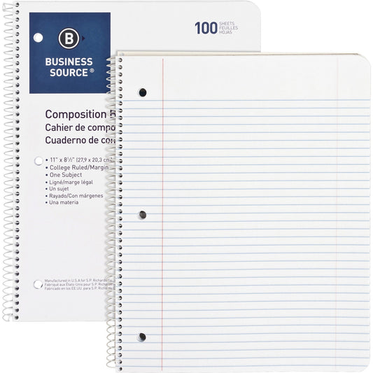 Business Source Wirebound College Ruled Notebooks - Letter (10968)