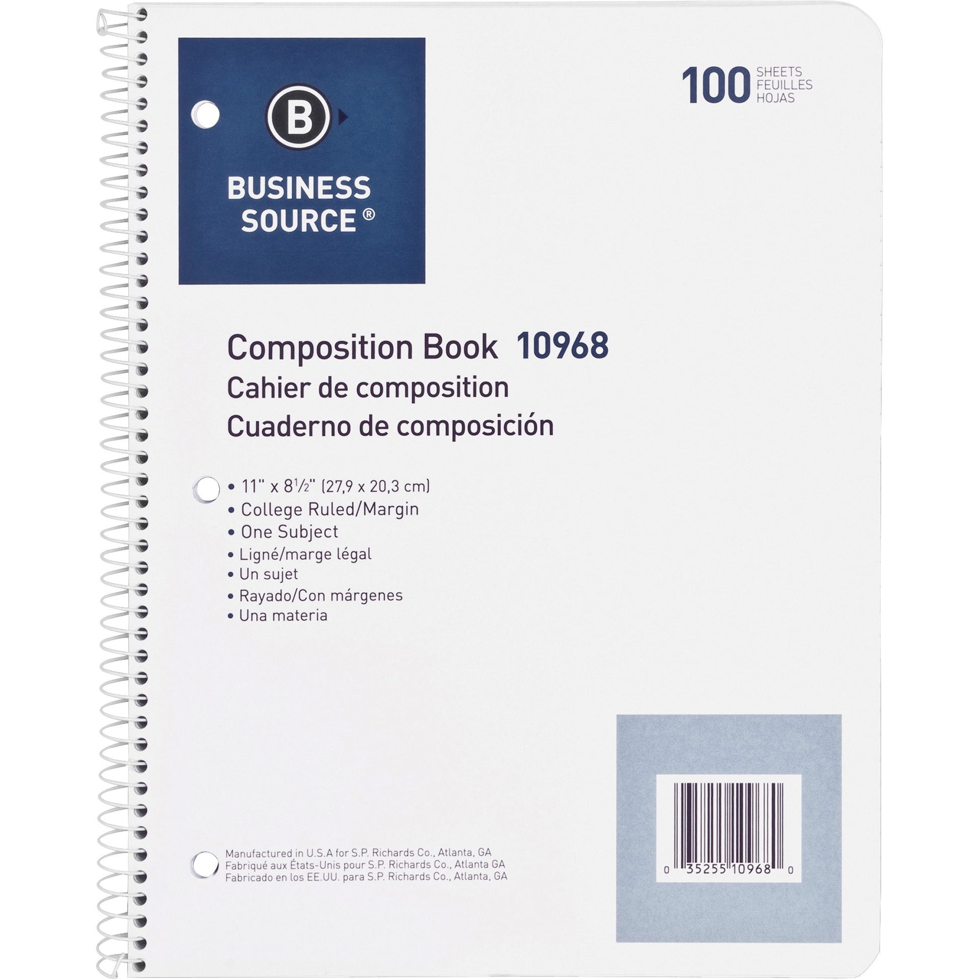 Business Source Wirebound College Ruled Notebooks - Letter (10968)