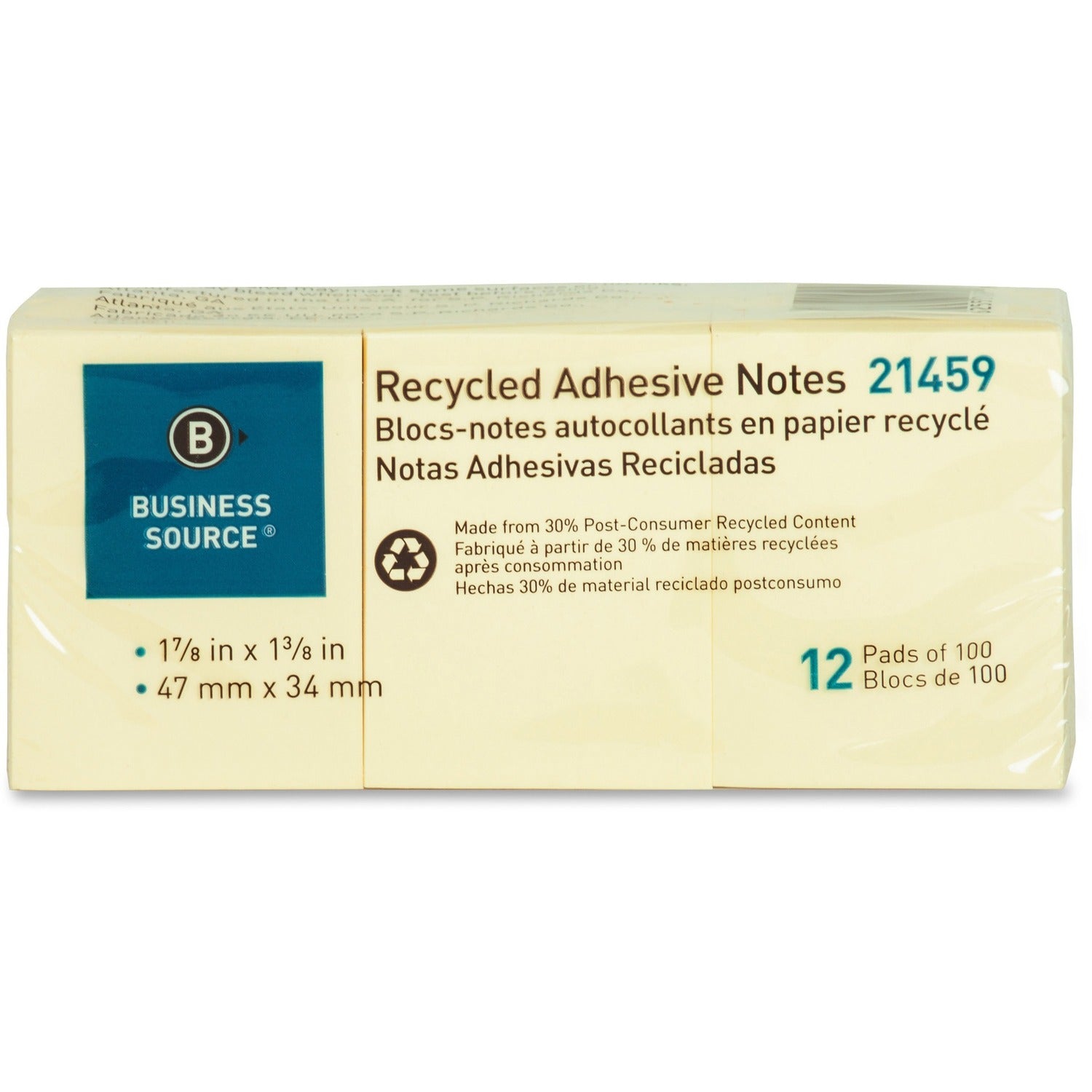 Business Source Yellow Adhesive Notes (21459)