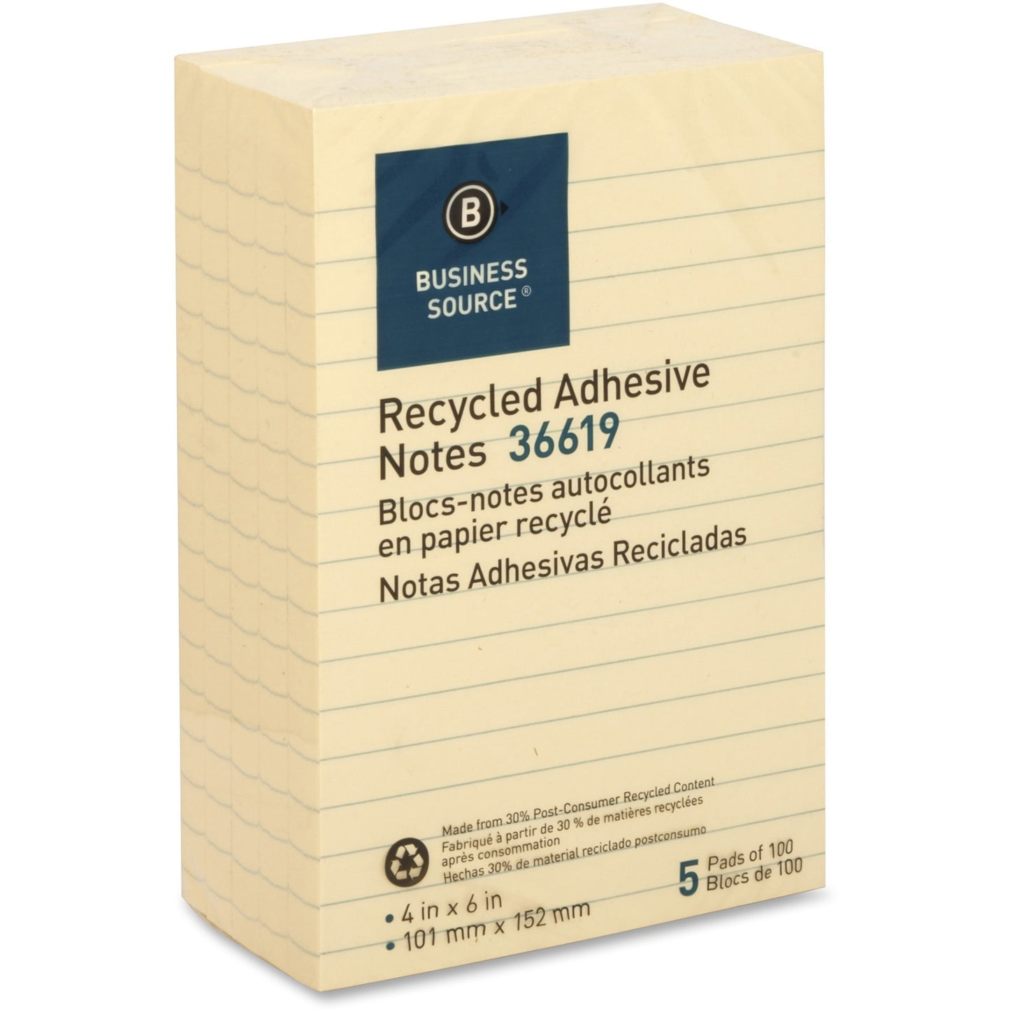 Business Source Yellow Adhesive Notes (36619)