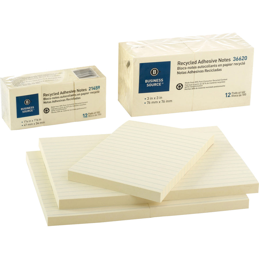 Business Source Yellow Adhesive Notes (36620)