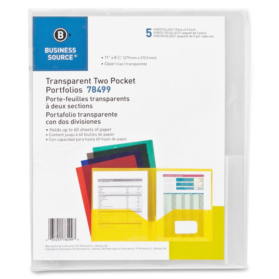 Business Source 78498 Letter Pocket Folder (78499)