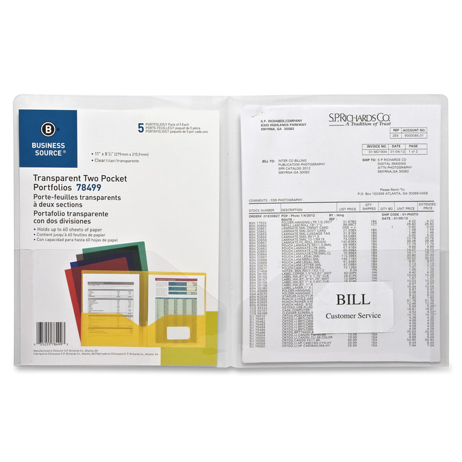 Business Source 78498 Letter Pocket Folder (78499)