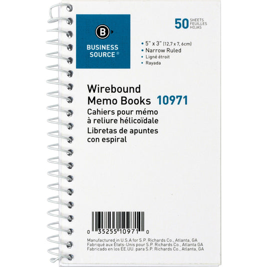 Business Source Side Wirebound Ruled Memo Book (10971)