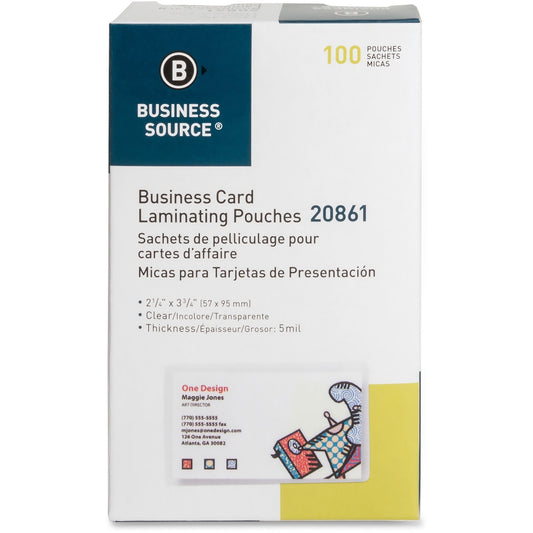 Business Source 5 mil Business Card Laminating Pouches (20861)