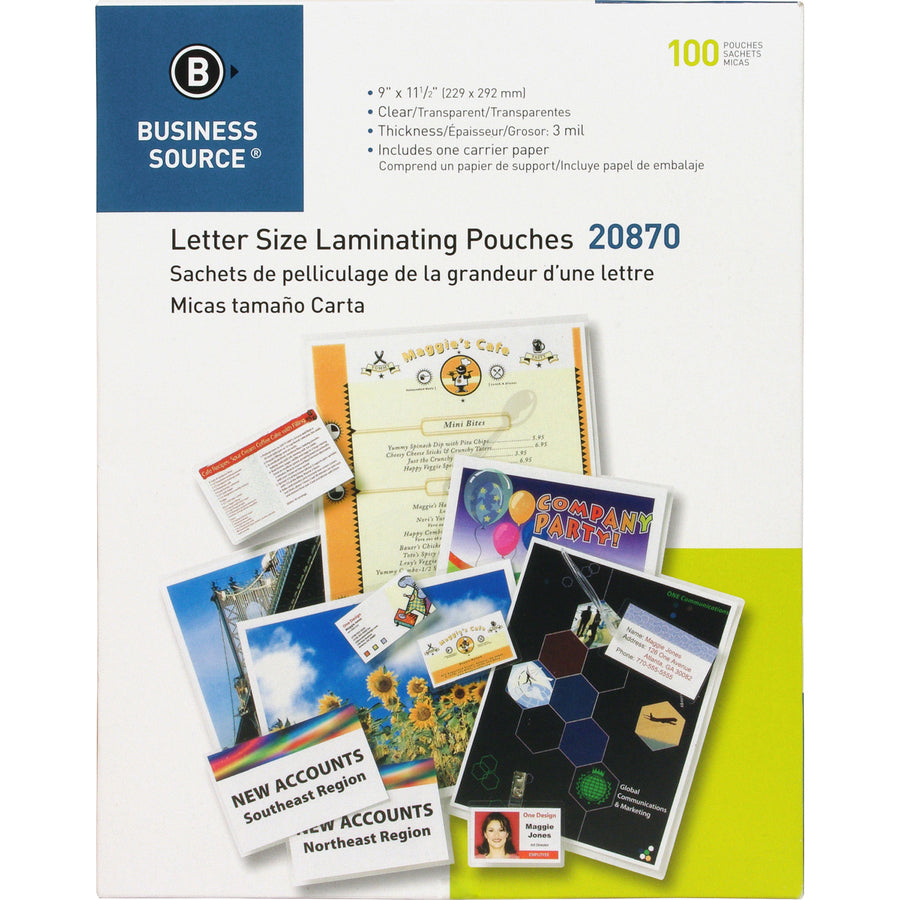 Business Source Letter Size Laminating Pouches (20870)