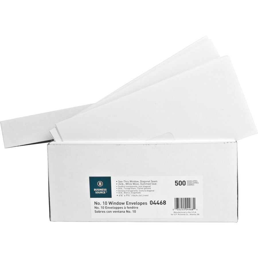 Business Source No. 10 Diagonal Seam Window Envelopes (04468)