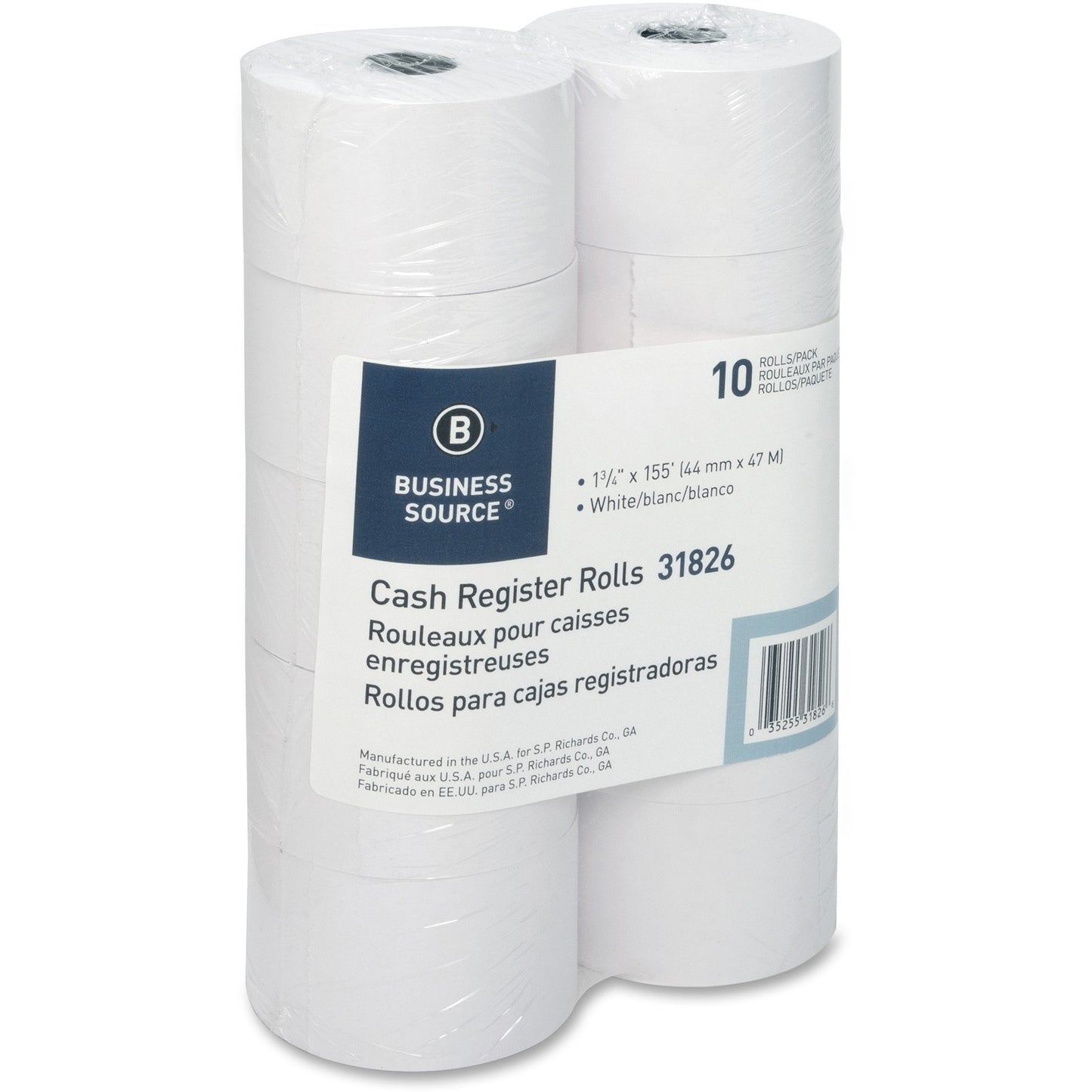 Business Source 1-Ply 155' Adding Machine Paper Rolls (31826)