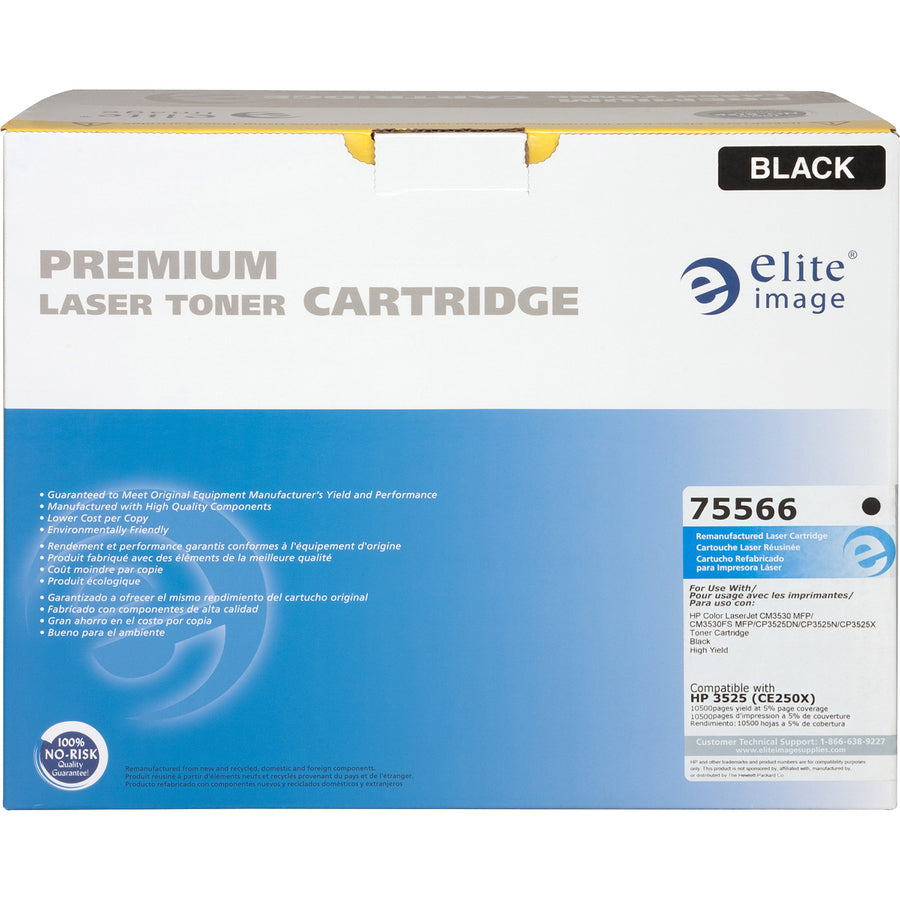 Elite Image Remanufactured Laser Toner Cartridge - Alternative for HP 504X (CE250X) - Black - 1 Each (75566)