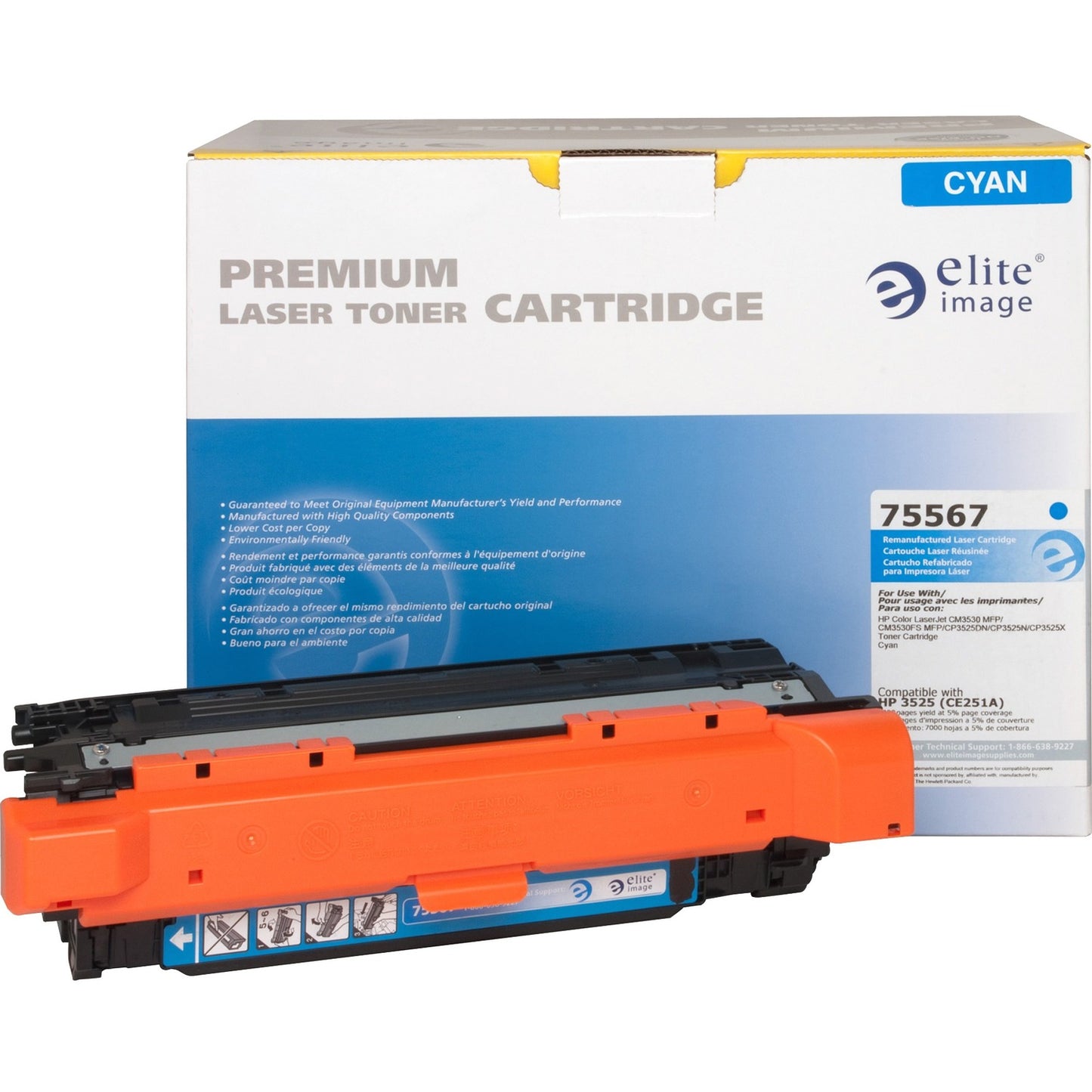 Elite Image Remanufactured Laser Toner Cartridge - Alternative for HP 504A (CE251A) - Cyan - 1 Each (75567)