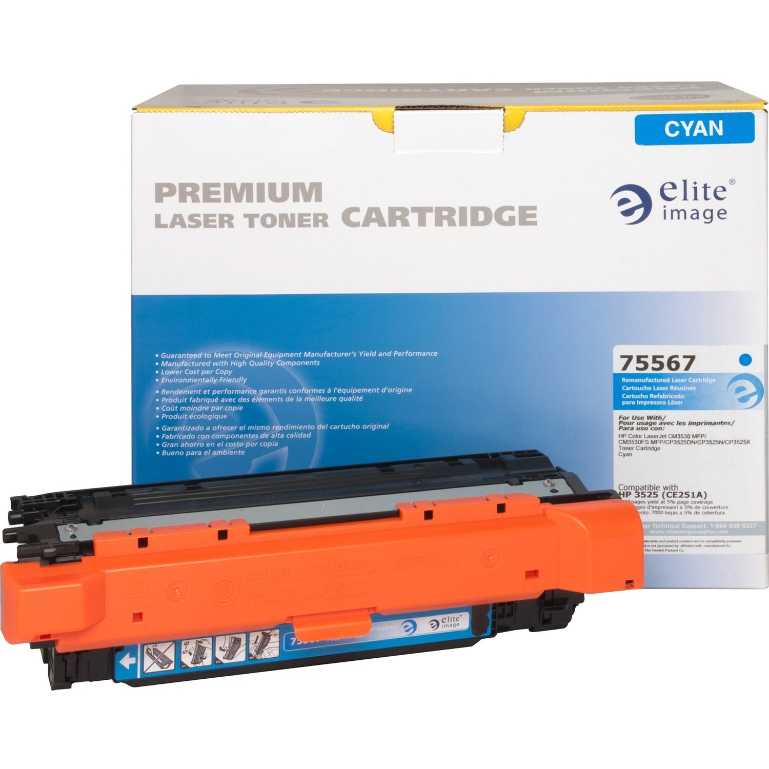 Elite Image Remanufactured Laser Toner Cartridge - Alternative for HP 504A (CE251A) - Cyan - 1 Each (75567)