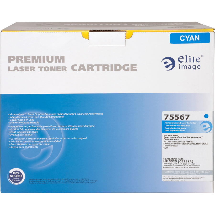 Elite Image Remanufactured Laser Toner Cartridge - Alternative for HP 504A (CE251A) - Cyan - 1 Each (75567)