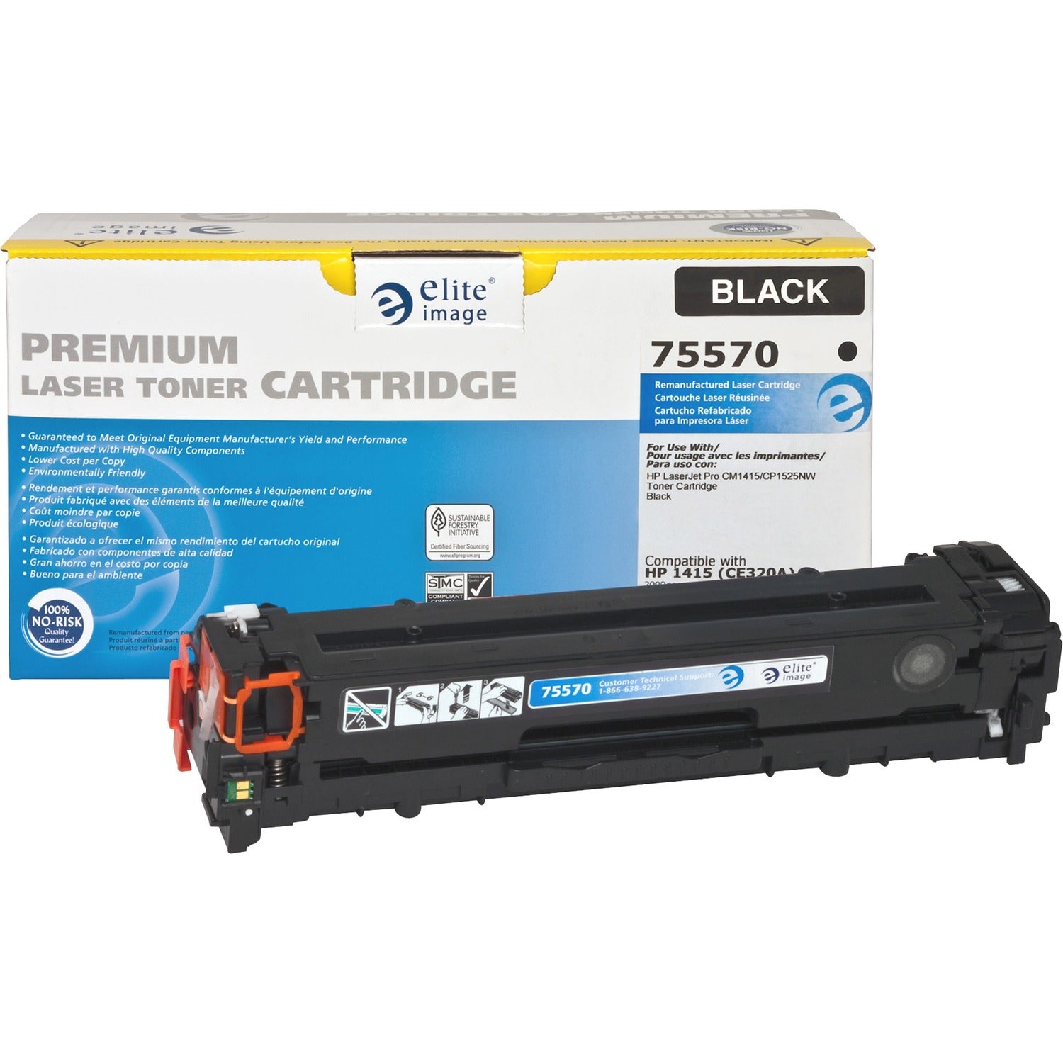 Elite Image Remanufactured Laser Toner Cartridge - Alternative for HP 128A (CE320A) - Black - 1 Each (75570)