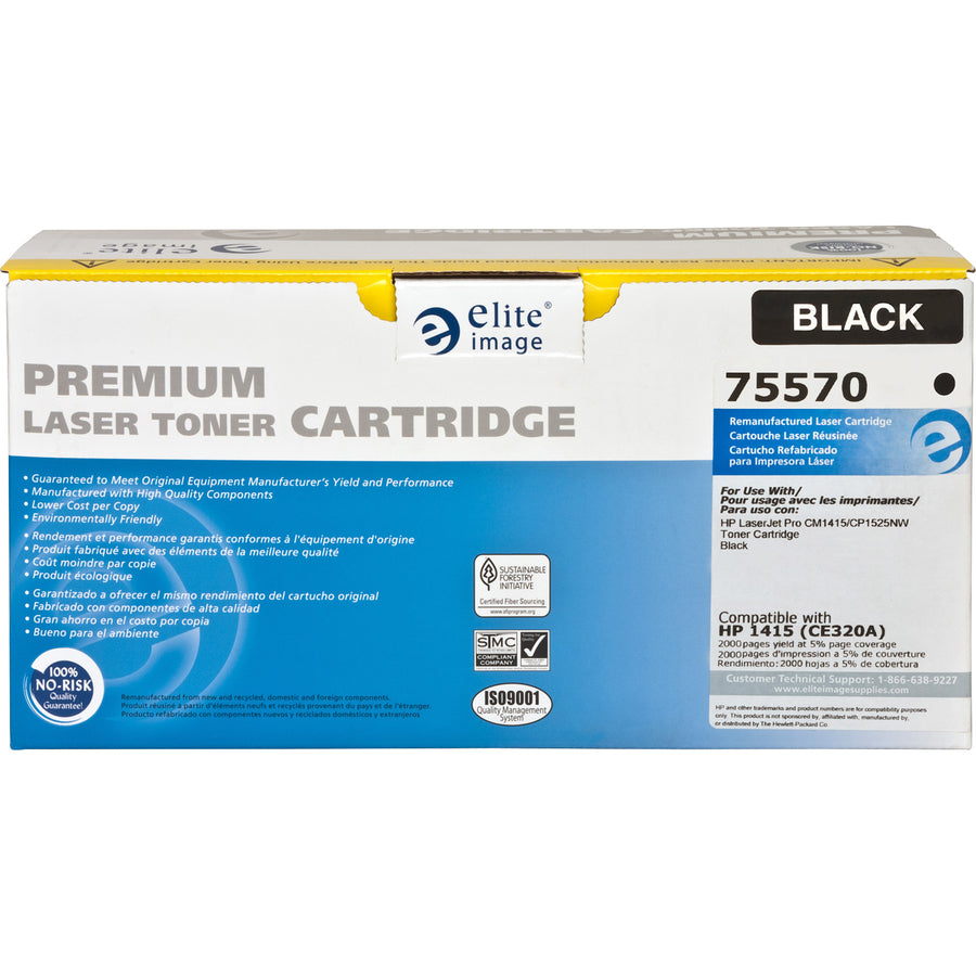 Elite Image Remanufactured Laser Toner Cartridge - Alternative for HP 128A (CE320A) - Black - 1 Each (75570)
