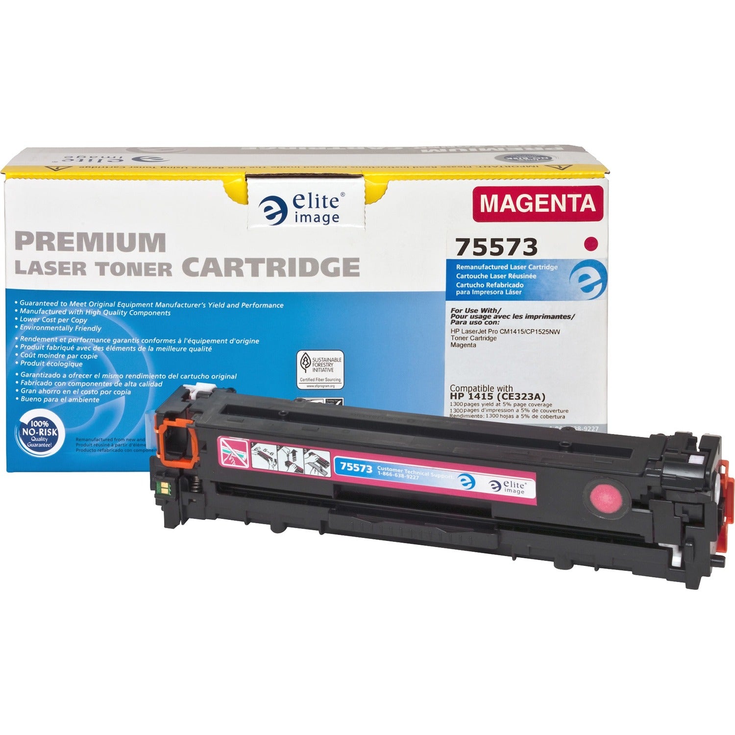 Elite Image Remanufactured Laser Toner Cartridge - Alternative for HP 128A (CE323A) - Magenta - 1 Each (75573)