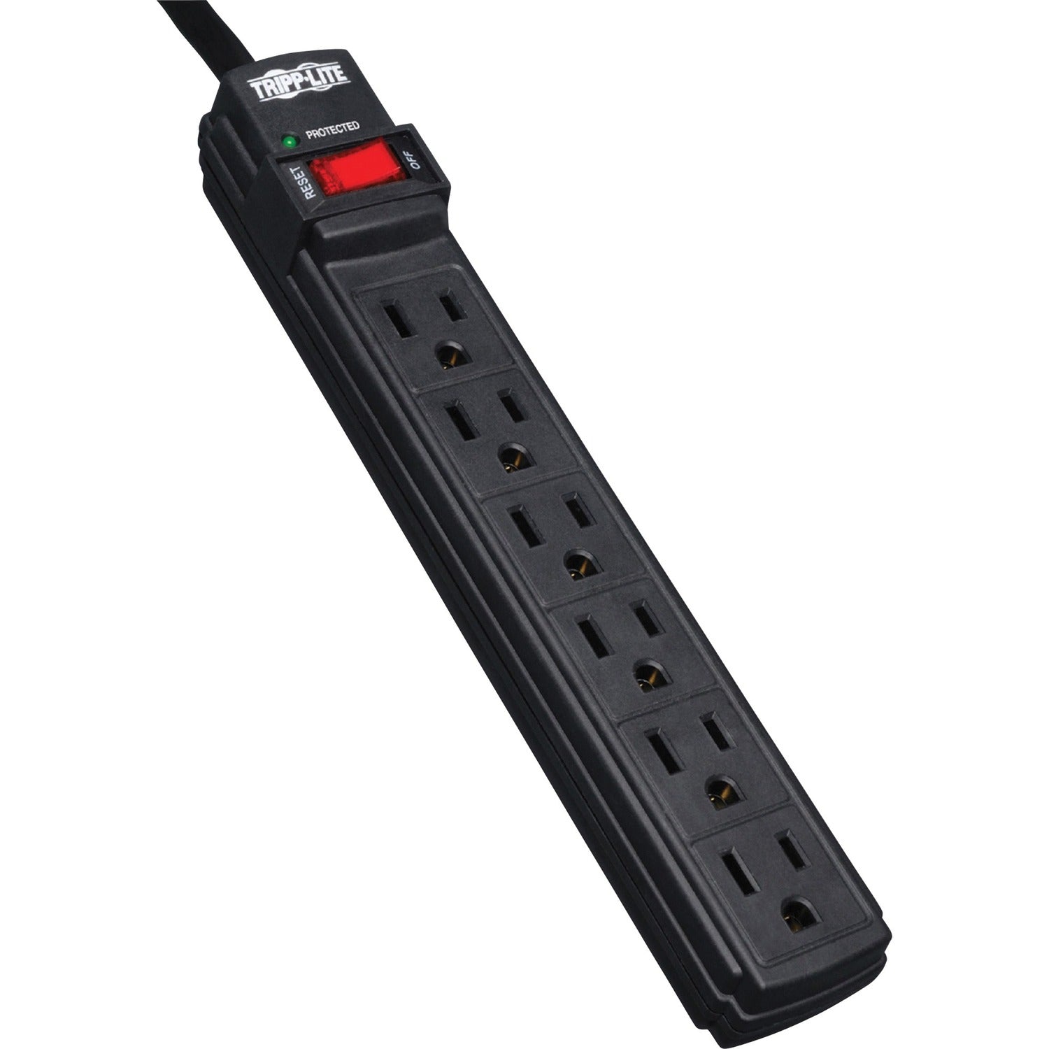 Tripp Lite by Eaton Protect It! 6-Outlet Surge Protector, 6 ft. Cord, 360 Joules, Diagnostic LED, Black Housing (TLP6B)