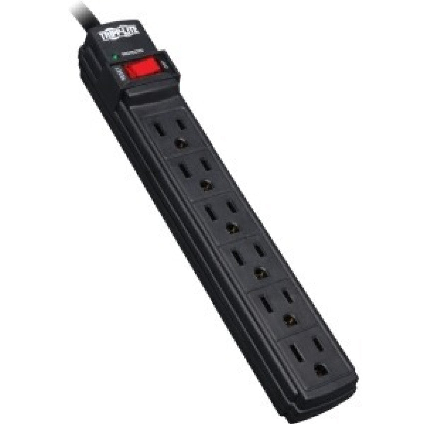 Tripp Lite by Eaton Protect It! 6-Outlet Surge Protector, 6 ft. Cord, 360 Joules, Diagnostic LED, Black Housing (TLP6B)