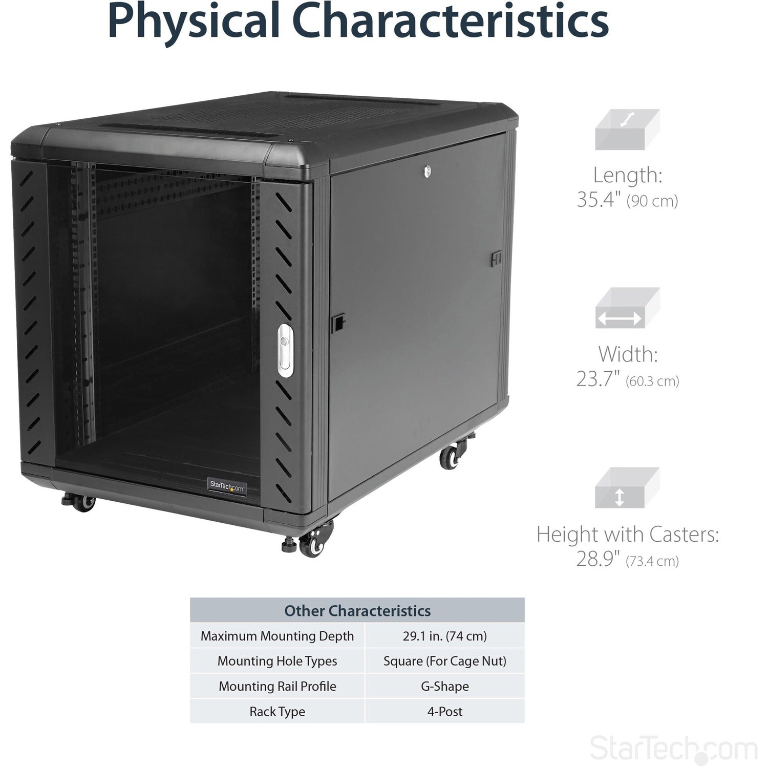 StarTech 12u 29in Knock-down Server Rack Cabinet (RK1236BKF)