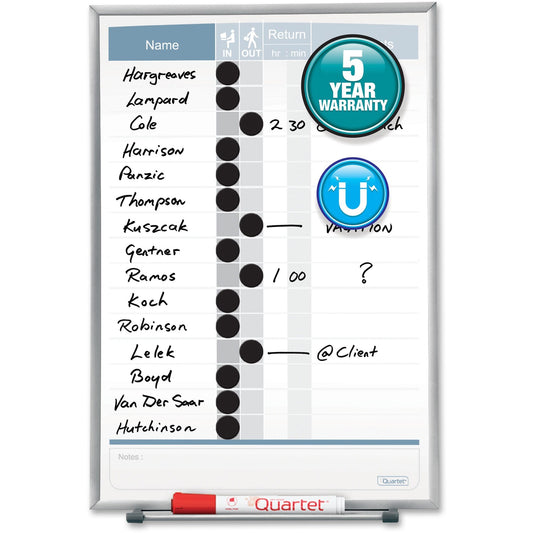 Quartet Matrix 15-employee In/Out Board (33703)