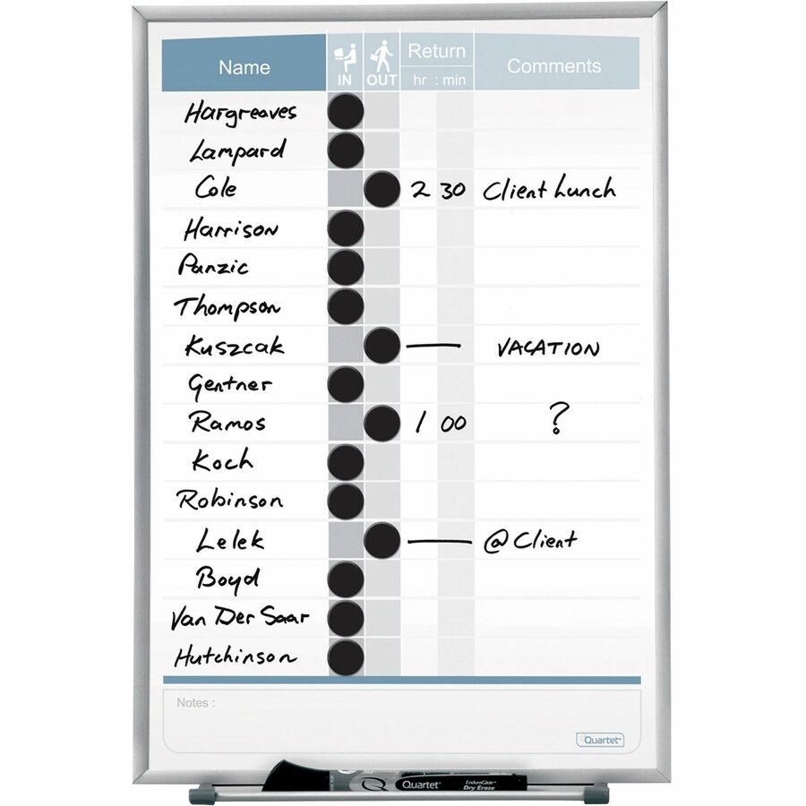 Quartet Matrix 15-employee In/Out Board (33703)